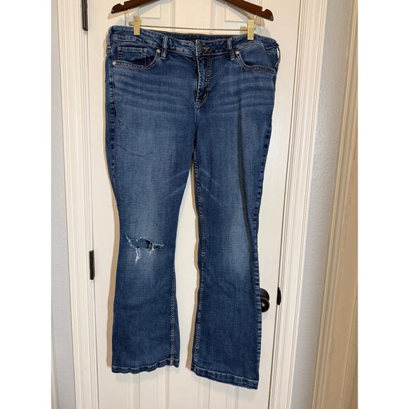 Silver Jeans Elyse Bootcut Jean (16) Mid Rise Distressed Stretch cowgirl - Picture 1 of 11